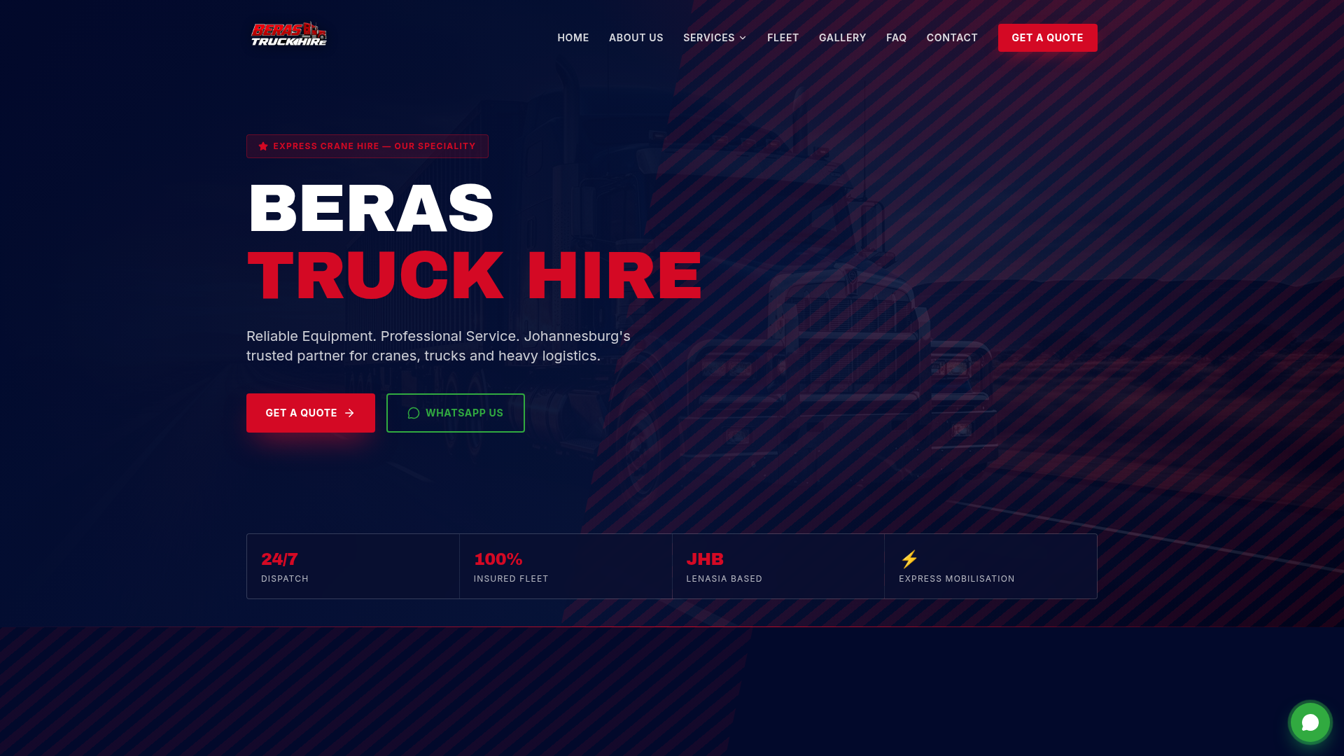 BERAS Truck Hire website